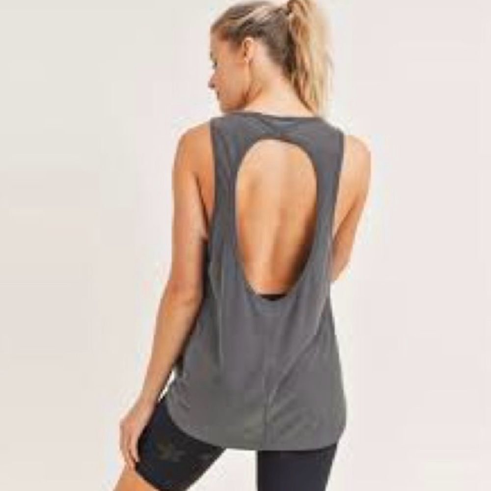 New Mono B open back tank top blue